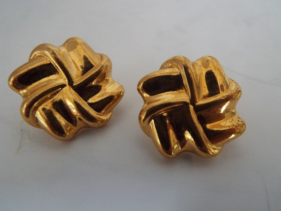 Napier gold filled  earring studs 1" signed - image 2
