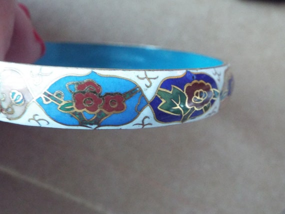 Chinese export  brass enamel cloisonne bangle bra… - image 5