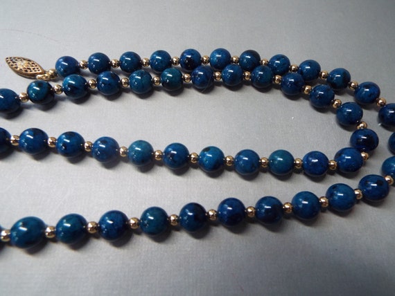 gold filled natural lapis lazuli beaded necklace … - image 4