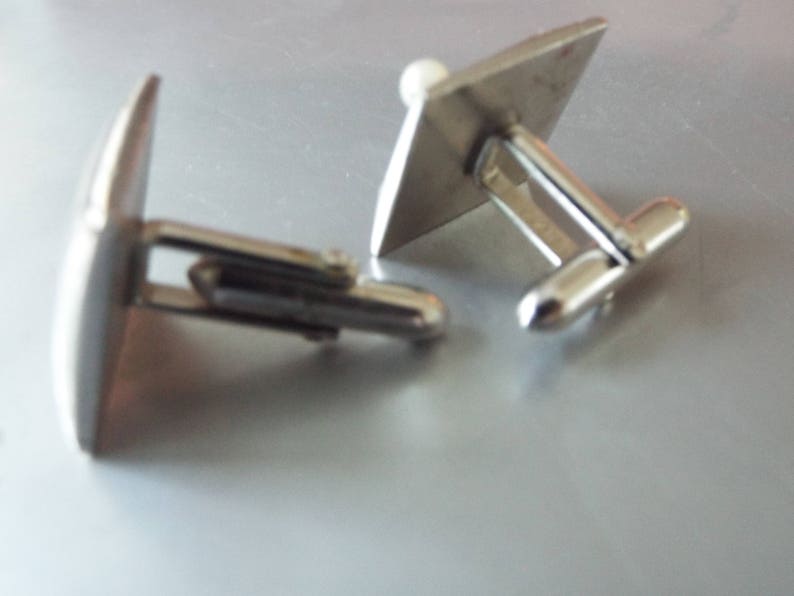 Swank Retro silver plated square cultured pearl shell cuff links modernist tux tuxedo set groomsmen