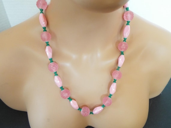 lucite pink berry fruit necklace pink raspberry n… - image 2