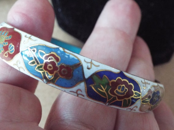 Chinese export  brass enamel cloisonne bangle bra… - image 3