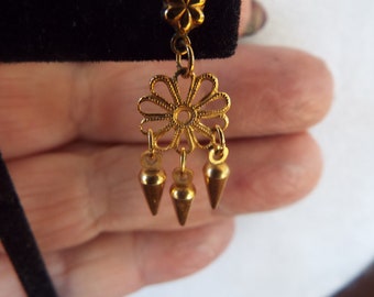 vintage gold filled  or gold plated Etruscan revival  dangle drop earrings 1"  Victorian style