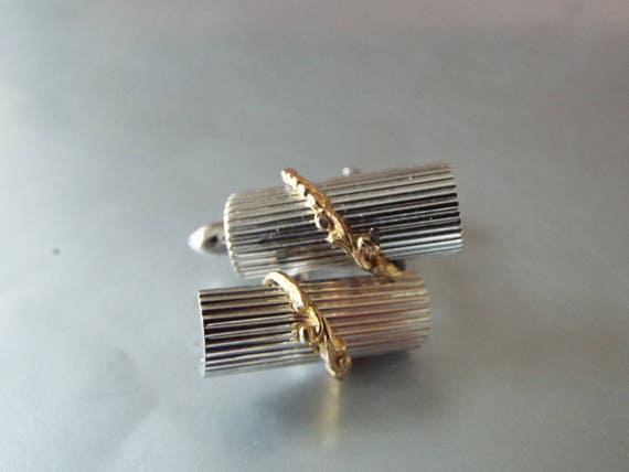 Boutons De Manchette Swank Vintage - Motif Nœud, Or Et Argenté, Occasion