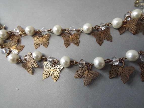 multi strand brass filigree  butterfly charms  ch… - image 8