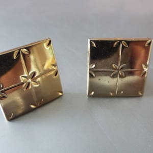 Retro gold plated square diamond cut cuff links modernist tux tuxedo groomsmen