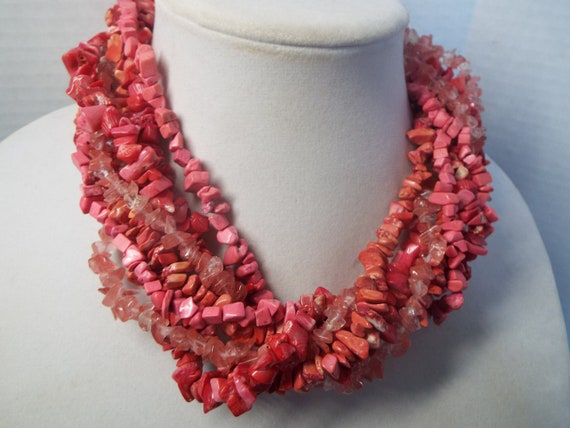 chunky statement necklace multi strand twisted be… - image 1