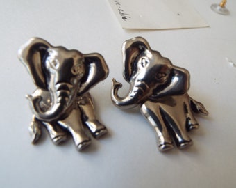 moveable silver tone elephant earrings by Avon articulating comes apart