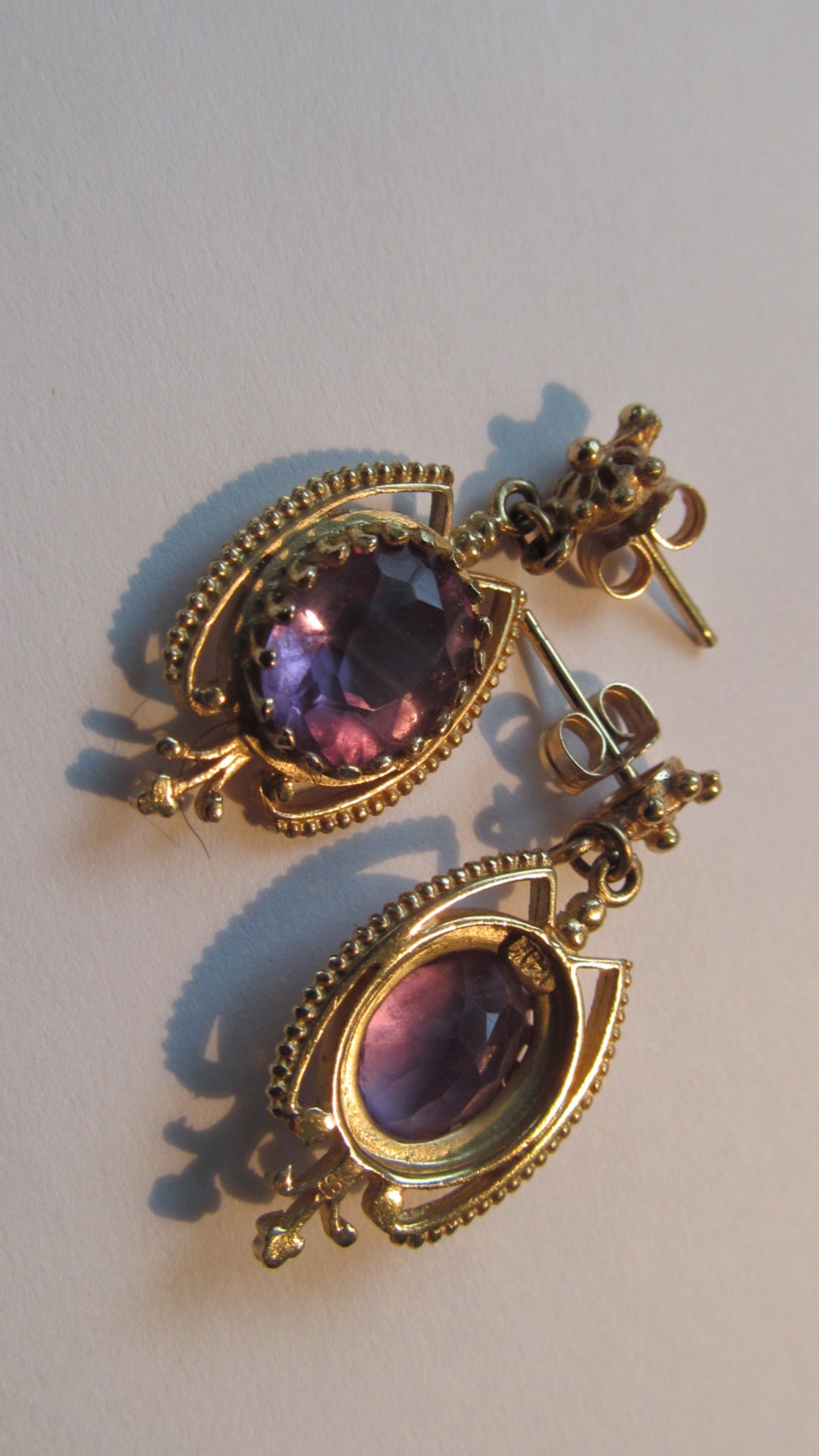 14k Gold Georgian Victorian Revival Faceted African Amethyst - Etsy