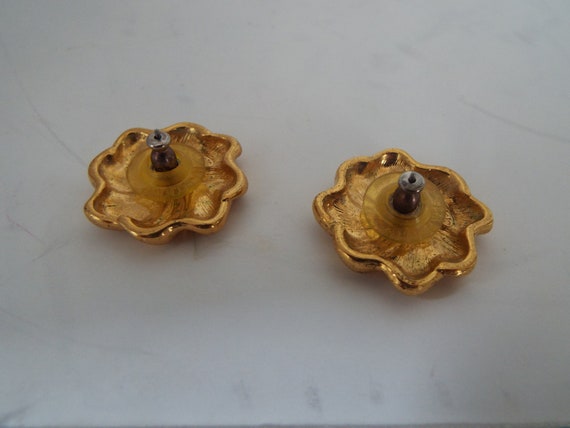 Napier gold filled  earring studs 1" signed - image 3