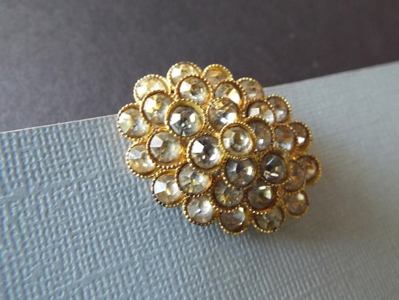 antique Czech glass cluster pin crystal sterling … - image 1