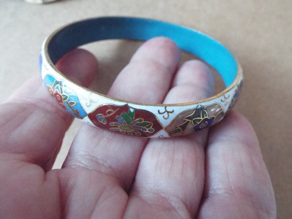 Chinese export  brass enamel cloisonne bangle bra… - image 2
