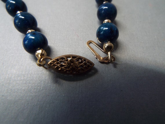 gold filled natural lapis lazuli beaded necklace … - image 6