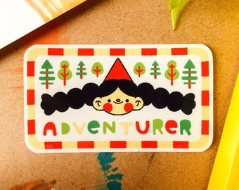 Adventurer transparent sticker 8cm - Nature sticker - Cute & Kawaii Stationery - Character sticker - illustrated - Forest - Geeniejay