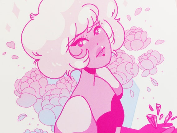 Pink Diamond A Single Pale Rose A4 Print Steven Universe Rose Quartz Art Print Illustration Digital Art Crystal Gem Love Geeniejay