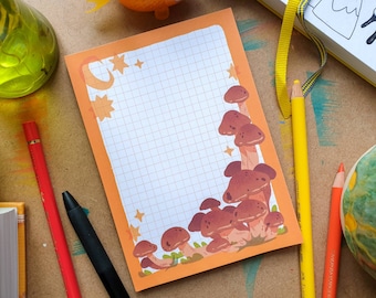 B GRADE Mushroom A6 pad - A6 Notepad - Mushroom notepad - Cute memo pad - Autumnal stationery - Geeniejay