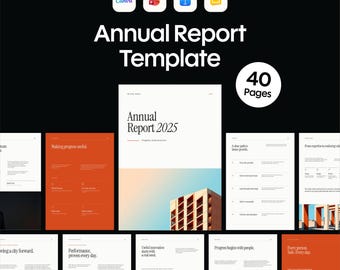 Annual Report Template, 40 Page Editable Business Presentation for Canva PowerPoint Google Slides
