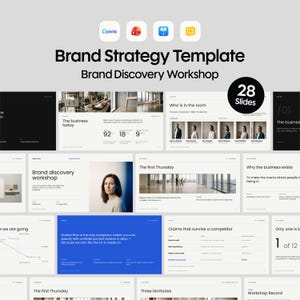 Brand Strategy Template, 28-Slide Brand Discovery Workshop for Creative Agencies, Canva and PowerPoint