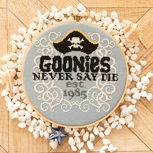 Never Say Die Cross Stitch Pattern - A One Eyed Willy Pirate Cross Stitch Pattern