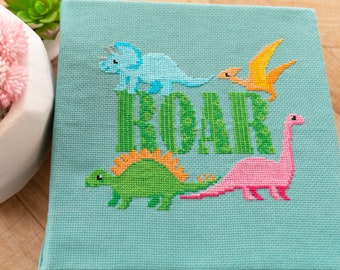 Korsstygnsmönster med dinosaurievrål - Modernt korsstygnsmönster - Digitalt korsstygnsmönster PDF-nedladdning