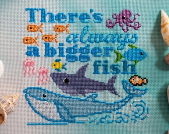 Fish Cross Stitch - Under the Sea Cross Stitch - Cross Stitch Digital Pattern PDF - Modern Cross Stitch - Bigger Fish Cross Stitch