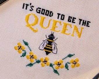 Queen Bee Cross Stitch Pattern -  Bee Cross Stitch Pattern - Modern Cross Stitch Pattern - Digital Cross Stitch Pattern Download