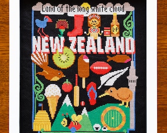 New Zealand Cross Stitch Pattern - Kiwi Cross Stitch Pattern - Digital Cross Stitch Pattern