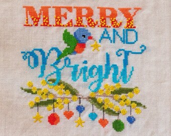 Merry and Bright Christmas Kreuzstichmuster - Aussie Weihnachten Kreuzstichmuster - Australien Kreuzstichmuster - Digital Pattern
