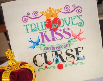 True Love Kiss Cross Stitch Pattern - Fairytale Cross Stitch - Once Upon a Time Cross Stitch - Digital Cross Stitch Pattern