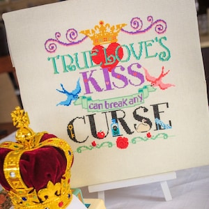 True Love Kiss Cross Stitch Pattern - Fairytale Cross Stitch - Once Upon a Time Cross Stitch - Digital Cross Stitch Pattern