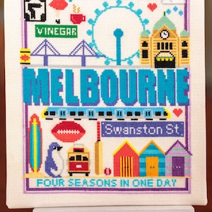 Melbourne Cross Stitch Pattern - Australia Cross Stitch Pattern - Digital Cross Stitch Pattern - Aussie Cross Stitch Pattern