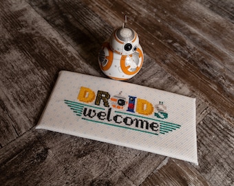Droids Cross Stitch Pattern - Welcome Cross Stitch - Modern Cross Stitch Pattern - Digital Cross Stitch Download - Robots Cross Stitch