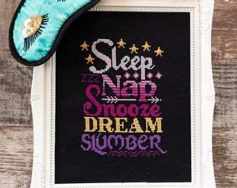 Sleep Well Cross Stitch Pattern - Nap Cross Stitch Pattern - Modern Cross Stitch Pattern - Digital Cross Stitch Pattern Download