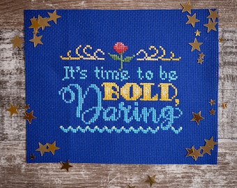 Bold, Daring Cross Stitch Pattern - Modern Cross Stitch Pattern - Rose Cross Stitch Pattern - Digital Cross Stitch Pattern