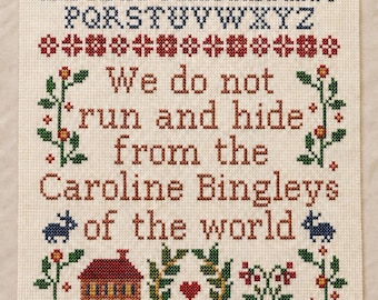 Caroline Bingleys Cross Stitch Pattern | Jane Austen Inspired PDF | Pride and Prejudice Literary Sampler | Bookish Cross Stitch