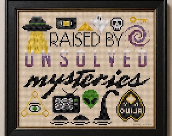 Raeded by ungelöste Rätsel Kreuzstichmuster PDF | UFO Alien Geist Ouija Gothic Muster | Moderne Gruselige Kreuzstich Digitaler Download
