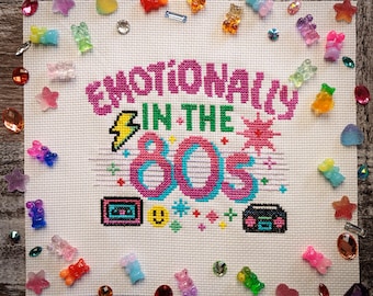 Emotional in the 80s Kreuzstichmuster – Retro 80s PDF, Neon Nostalgie, modernes Kreuzstichmuster