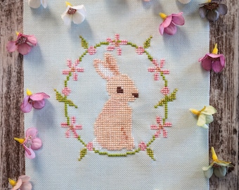 Woodland Bunny Cross Stitch Pattern - Cross Stitch Digital Pattern PDF - Rabbit Cross Stitch Pattern - Cute Cross Stitch