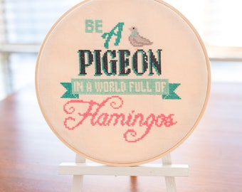 Pigeon Flamingos Cross Stitch Pattern - Modern Cross Stitch Pattern - Digital Cross Stitch Pattern - Sarcastic Cross Stitch Pattern