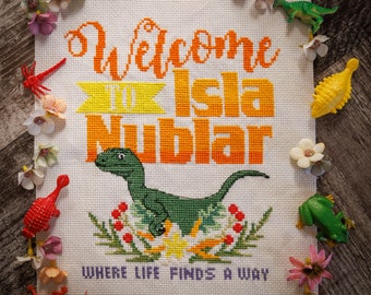 Dinosaur Welcome Cross Stitch Pattern - Modern Cross Stitch Pattern - Digital Cross Stitch Pattern