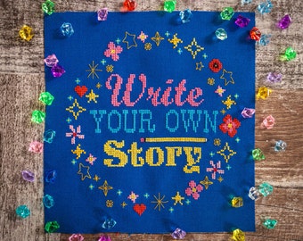 Write your Own Story Cross Stitch - Cross Stitch Digital Pattern PDF - Modern Cross Stitch - Positive Cross Stitch