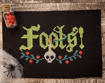 Fools! Villain Cross Stitch - Modern Cross Stitch Pattern - Spooky Cross Stitch - Halloween Cross Stitch - Digital Cross Stitch Pattern