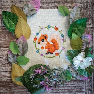 Cute Squirrel Cross Stitch Pattern - Cross Stitch Digital Pattern PDF - Squirrel Cross Stitch
