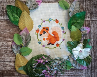 Cute Squirrel Cross Stitch Pattern - Cross Stitch Digital Pattern PDF - Squirrel Cross Stitch