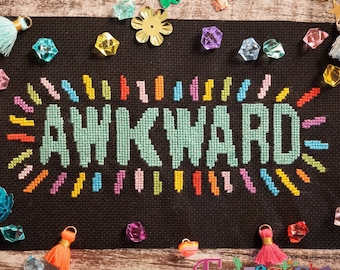 Awkward - Modern Cross Stitch Pattern - Digital Cross Stitch Pattern - Funny Cross Stitch