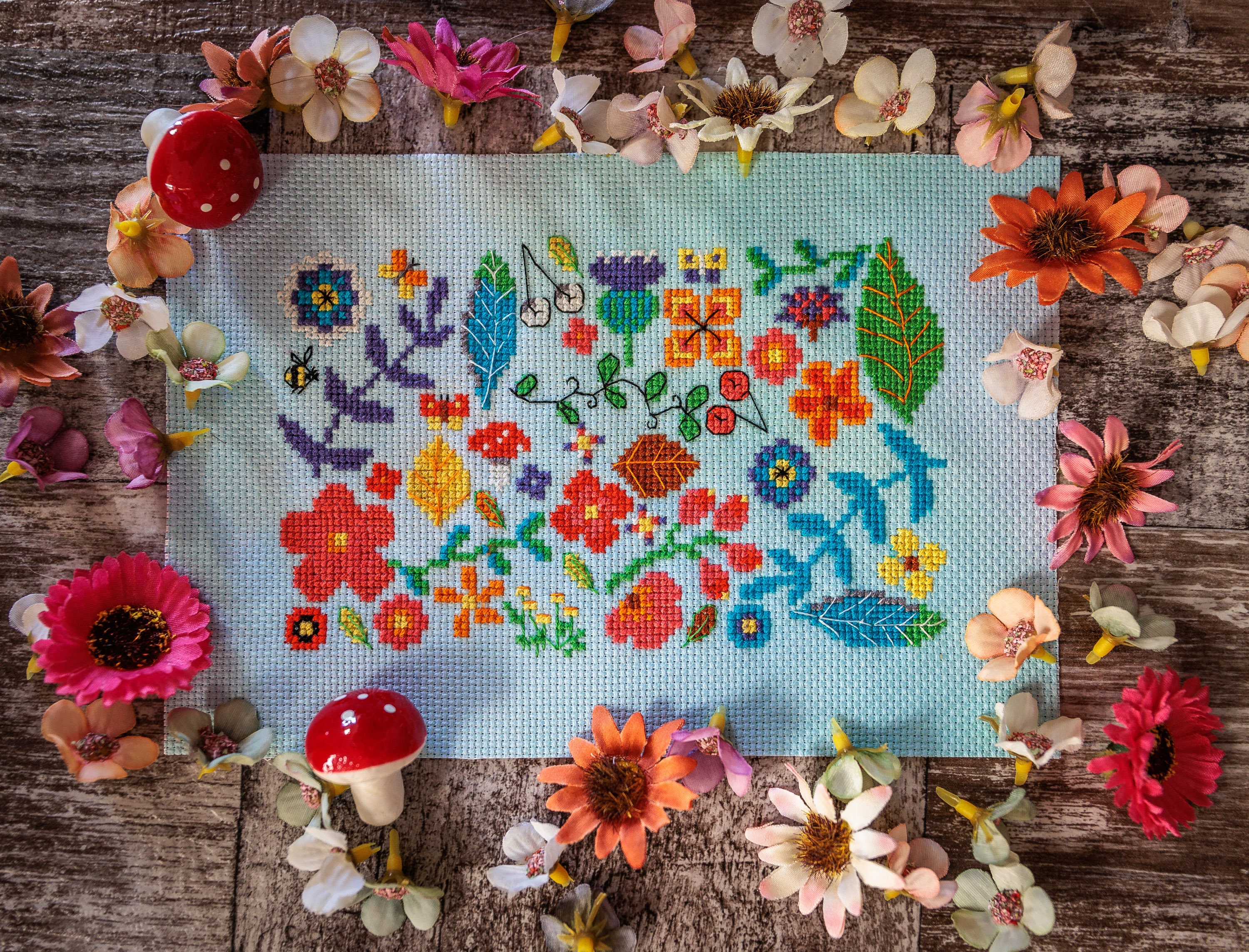 Flowers Cross Stitch Pattern - Cross Stitch Digital Pattern PDF