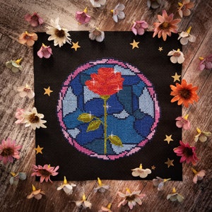 Enchanted Rose Cross Stitch Pattern - Fairytale Cross Stitch Pattern - Digital Cross Stitch Pattern