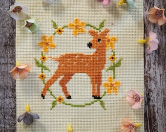 Woodland Deer Cross Stitch Pattern - Cross Stitch Digital Pattern PDF - Doe Cross Stitch Pattern - Cute Cross Stitch