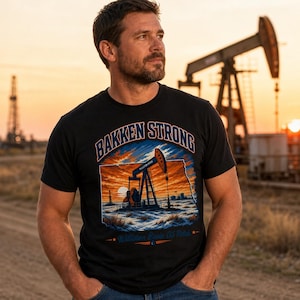 Bakken Shale t-shirt, Williston Basin oil patch pride tee, North Dakota oilfield gift shirt