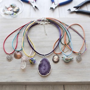 50cm Braided Wax Cord Necklace, Adjustable Faux Leather Rope Chain, DIY Pendant Craft Supplies, Colorful Jewelry Making Chain.